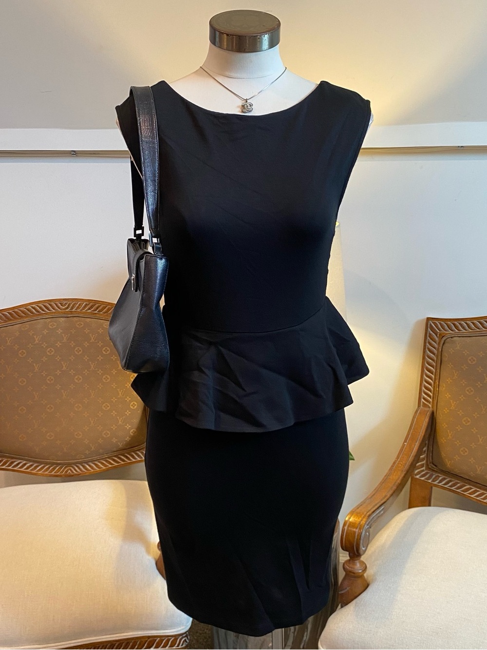 Alice and Olivia Black Cotton-Stretch Bodycon Mini Dress S Office Siren Workwear